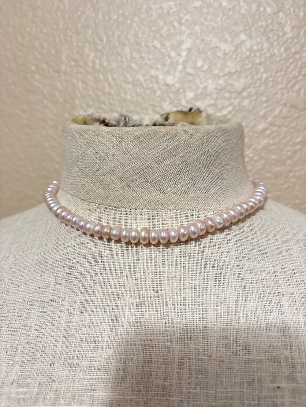 Pink Freshwater Pearl Necklace Choker Magnetic Clasp Vintage Elegant